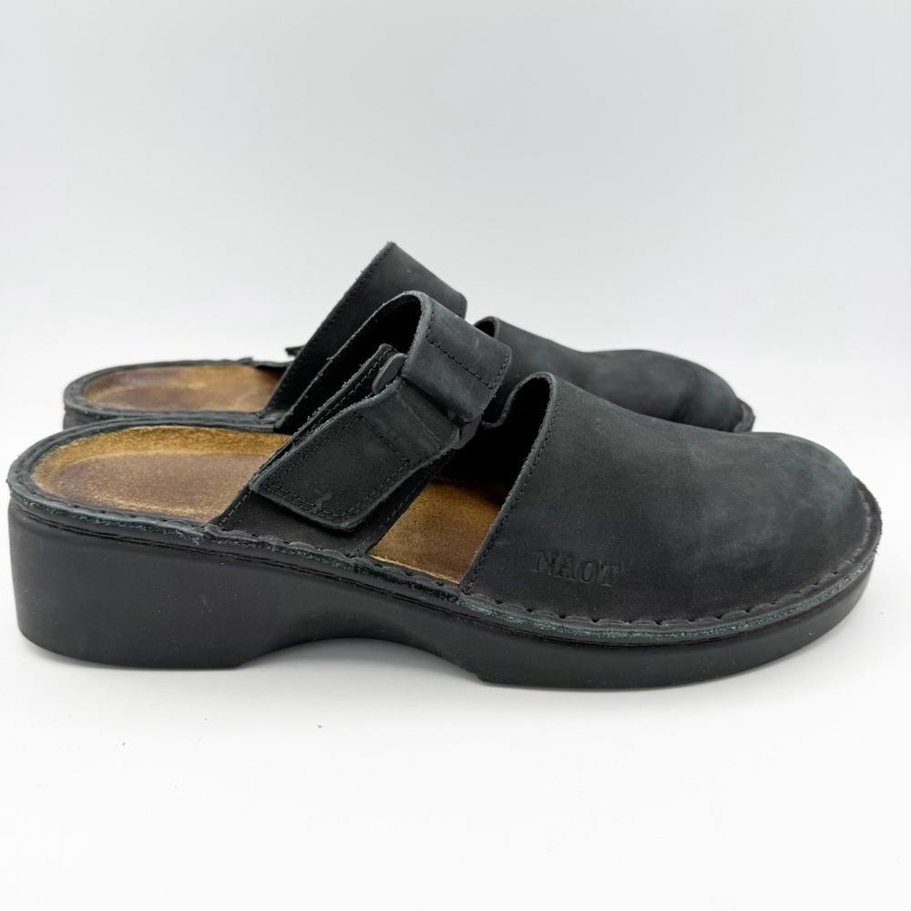 NAOT Black Suede Slip On Clogs Comfort Shoes Size 42